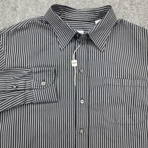 Armani Collezioni Shirt Mens Medium Black Gray Striped Long Sleeve Button Up
